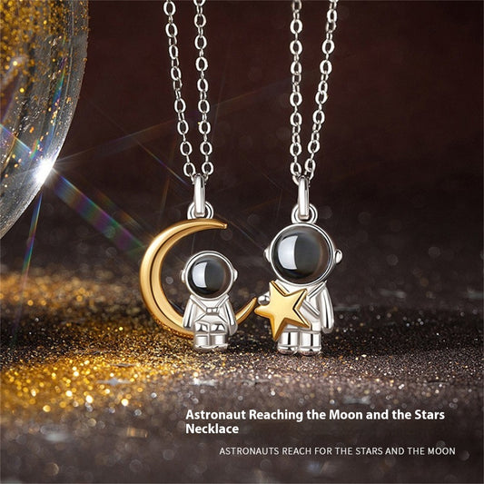 Trendy Astronaut Projection 925 Silver Necklace