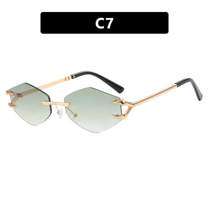 Leisure Trendy Eyewear Frameless Grapple Polygonal Sunglasses