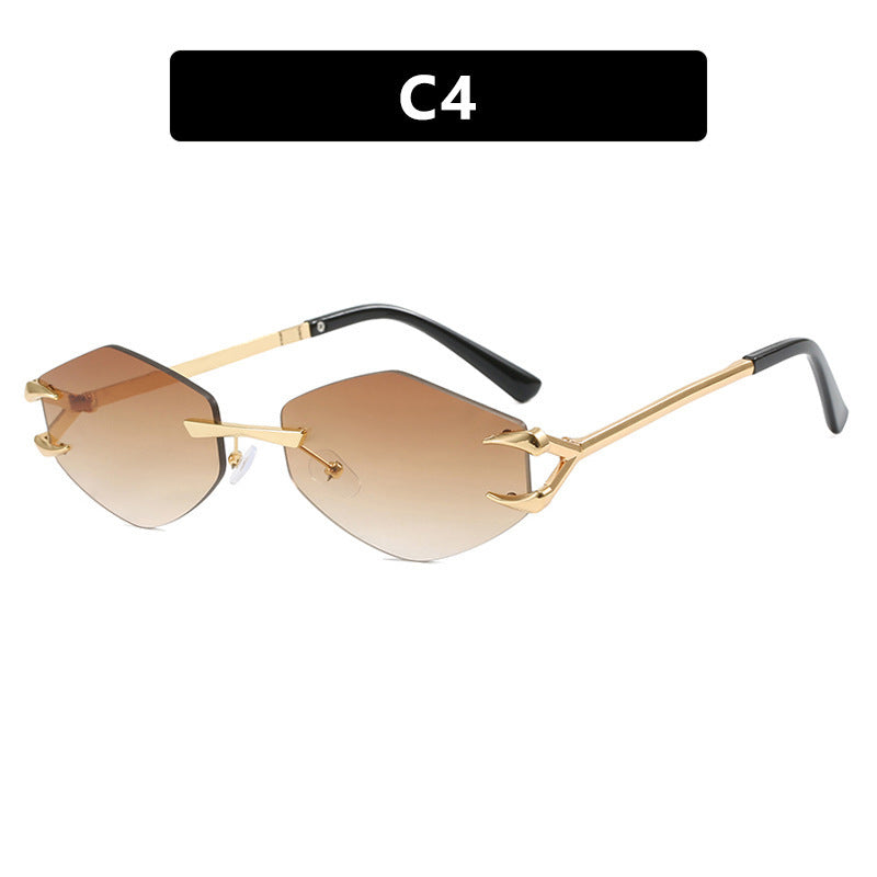 Leisure Trendy Eyewear Frameless Grapple Polygonal Sunglasses