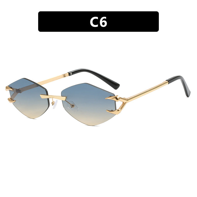 Leisure Trendy Eyewear Frameless Grapple Polygonal Sunglasses