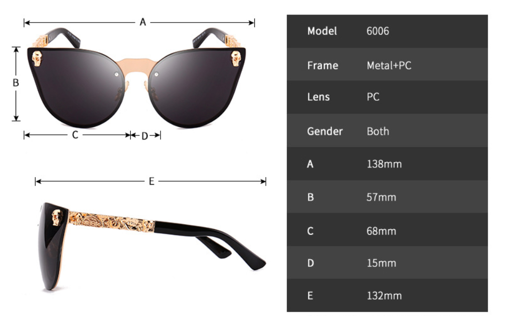 Skull Sunglasses Metal Frame Eyewear